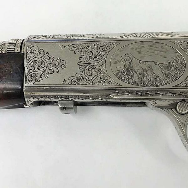 Nan Aspinwall's Remington Model 24 semi-automatic rifle, .22 Short cartridge, serial #28870. Gift of Bill and Neff Fleisig. 1.69.6393 (detail)